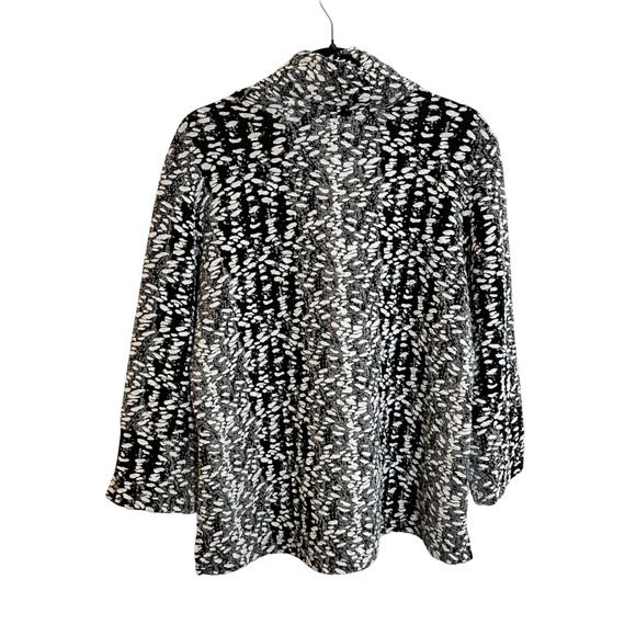 John Mark Chunky Textured Knit Cowl Neck Top Size M Black Gray Boxy 3/4 Sleeve - Picture 2 of 10